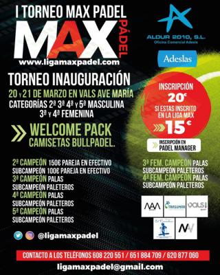 poster del torneo I TORNEO MAX PADEL