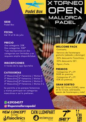 poster del torneo X TORNEO OPEN MALLORCA PADEL