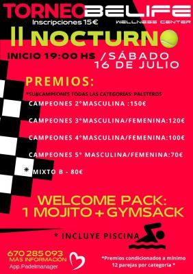 poster del torneo II TORNEO NOCTURNO BELIFE 2022