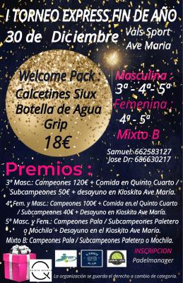 poster del torneo TORNEO EXPRESS FIN DE AÑO VALS AVE MARÍA