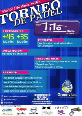 poster del torneo TORNEO DE PADEL +45 / +35