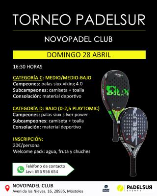 poster del torneo TORNEO PADELSUR CATEGORIAS C: MEDIO/MEDIO-BAJO Y D: BAJO