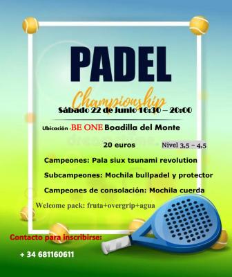 poster del torneo TORNEO DE PÁDEL BE ONE