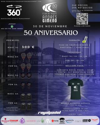 poster torneo 50 ANIVERSARIO C.T.A GIMENO BY 360 BCN SPORTS MANAGEMENT