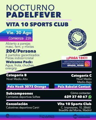 poster del torneo NOCTURNO PADEL FEVER - ABIERTO A PAREJAS MASC, FEM Y MIXTAS