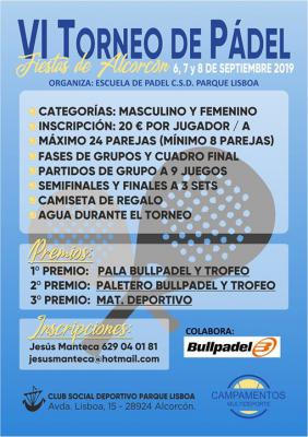 poster torneo VI TORNEO DE PADEL FIESTAS DE ALCORCÓN