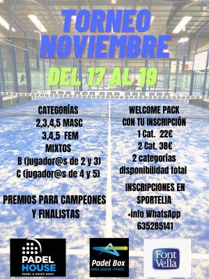 poster del torneo TORNEO NOVIEMBRE PADEL BOX