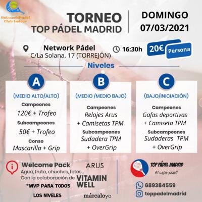 poster del torneo TORNEO TOP PADEL MADRID