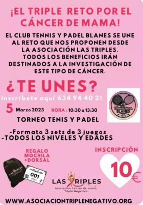 poster del torneo TORNEIG BENEFIC PER L'ASSOCIACIÓ DEL CANCER DE MAMA TRIPLE NEGATIVO