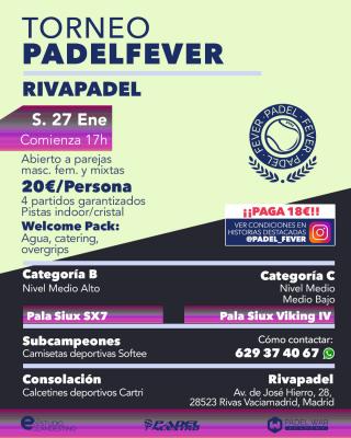 poster del torneo TORNEO PADEL FEVER - ABIERTO A PAREJAS MASC, FEM Y MIXTAS