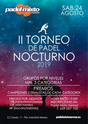 poster del torneo II  TORNEO DE PADEL NOCTURNO