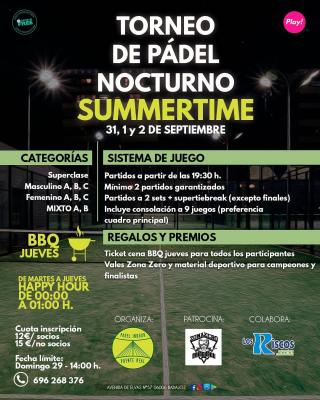 poster del torneo TORNEO DE PADEL NOCTURNO SUMMERTIME