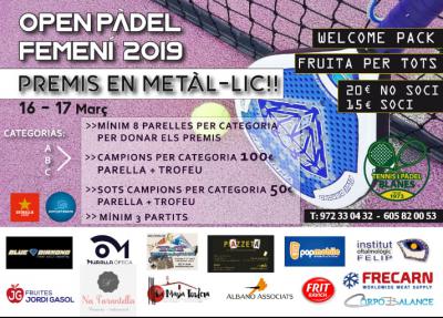 poster del torneo OPEN PÀDEL FEMENÍ 2019