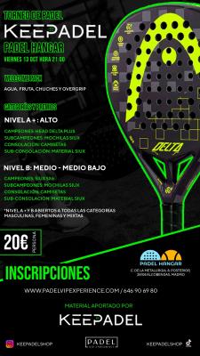 poster del torneo TORNEO KEEPADEL VIERNES 13 OCTUBRE & HANGAR DEL PÁDEL