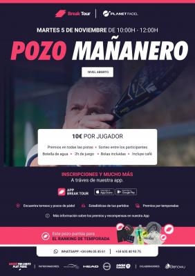 poster del torneo POZO MAÑANERO NIVEL ABIERTO PLANET PADEL