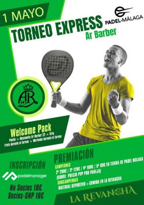 poster del torneo TORNEO EXPRESS 1 MAYO ARBARBER PÁDEL MÁLAGA