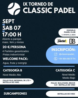 poster torneo CLASSIC PÁDEL IX