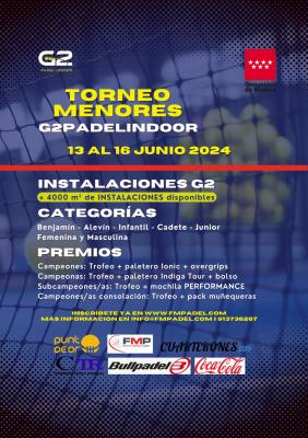 poster del torneo TORNEO DE MENORES G2 PADEL INDOOR