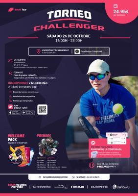 poster del torneo TORNEO CHALLENGER – PADEL INDOOR L'HOSPITALET 26/10