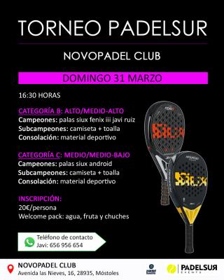 poster del torneo TORNEO PADELSUR CATEGORIAS B Y C