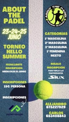 poster torneo TORNEO HELLO SUMMER 2023 ABOUT THE PADEL