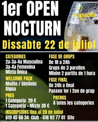 poster del torneo 1R OPEN NOCTURNO