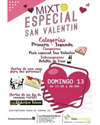 poster del torneo MIXTO ESPECIAL SAN VALENTÍN