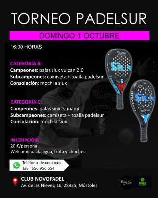 poster del torneo TORNEO PADELSUREVENTS CATEGORIAS B Y C