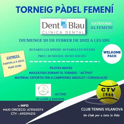 poster del torneo TORNEIG PÀDEL FEMENÍ