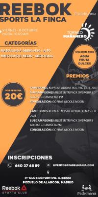 poster del torneo TORNEO MAÑANERO PADELMANIA VIERNES 8 OCTUBRE