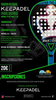 poster del torneo TORNEO KEEPADEL VIERNES 27 OCTUBRE & HANGAR DEL PÁDEL