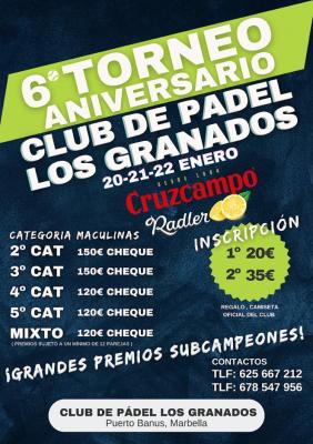 poster del torneo 6º ANIVERSARIO CLUB DE PADEL LOS GRANADOS