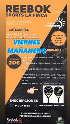 poster del torneo TORNEO MAÑANERO PADELMANIA VIERNES 5 NOVIEMBRE