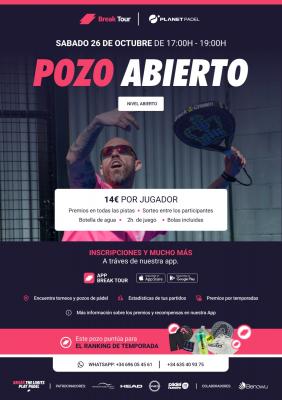 poster torneo POZO ABIERTO NIVEL ABIERTO PLANET PADEL