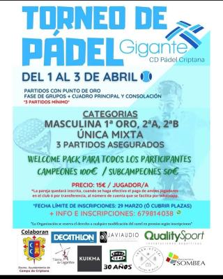 poster del torneo TORNEO DE PADEL