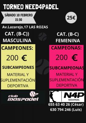 poster del torneo NEED4PADEL (10 DE FEBRERO)