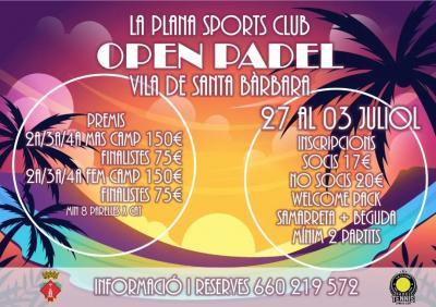 poster torneo OPEN PADEL VILA DE SANTA BÀRBARA