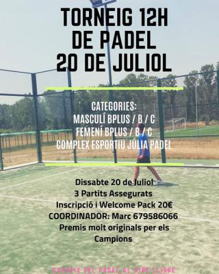 poster torneo 12 HORAS DE PADEL