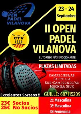 poster torneo OPEN PÁDEL VILANOVA