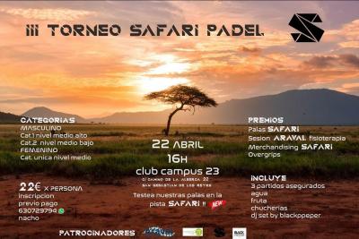 poster del torneo III TORNEO SAFARI PÁDEL