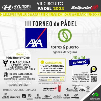 poster del torneo II TORNEO DE PÁDEL AXA SEGUROS - TORRES & PUERTO - 3ª PRUEBA PUNTUABLE CIRC