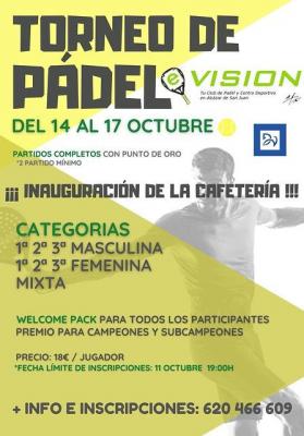 poster del torneo TORNEO DE PADEL EVISION