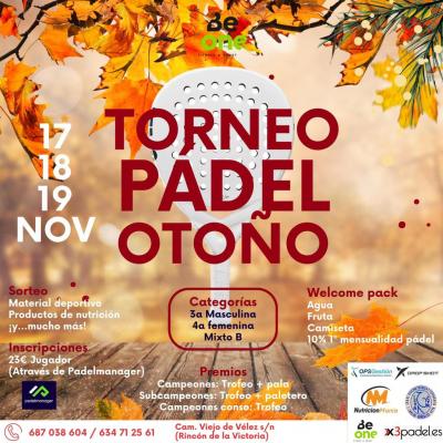 poster torneo TORNEO PÁDEL OTOÑO BE ONE