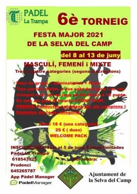 poster torneo TORNEIG FESTA MAJOR 2021 LA SELVA DEL CAMP