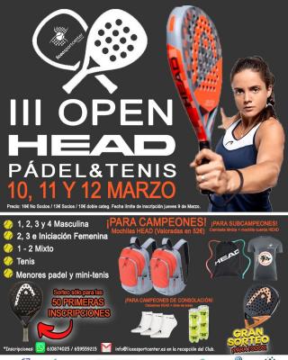 poster torneo III OPEN HEAD PADEL & TENIS