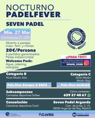 poster del torneo NOCTURNO PADEL FEVER - ABIERTO A PAREJAS MASC, FEM Y MIXTAS