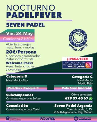 poster del torneo NOCTURNO PADEL FEVER - ABIERTO A PAREJAS MASC, FEM Y MIXTAS