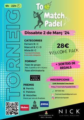 poster torneo ¡¡TORNEAZO!! TOO MATCH PADEL