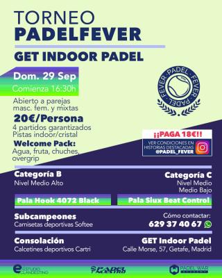 poster torneo TORNEO PADEL FEVER - ABIERTO A PAREJAS MASC, FEM Y MIXTAS