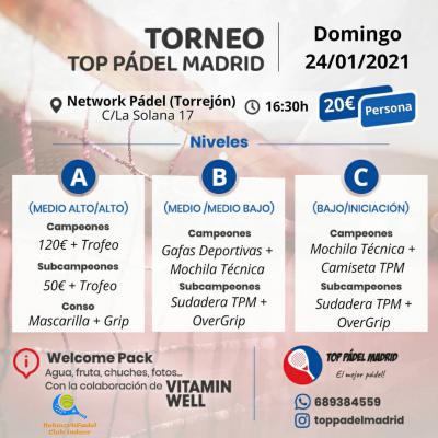 poster del torneo TORNEO TOP PADEL MADRID